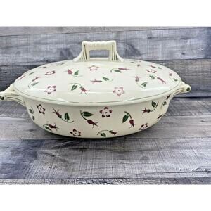 Vintage Belgian Boch Frères La Louviere Soup Veggie Tureen Ceramic Pink Floral
